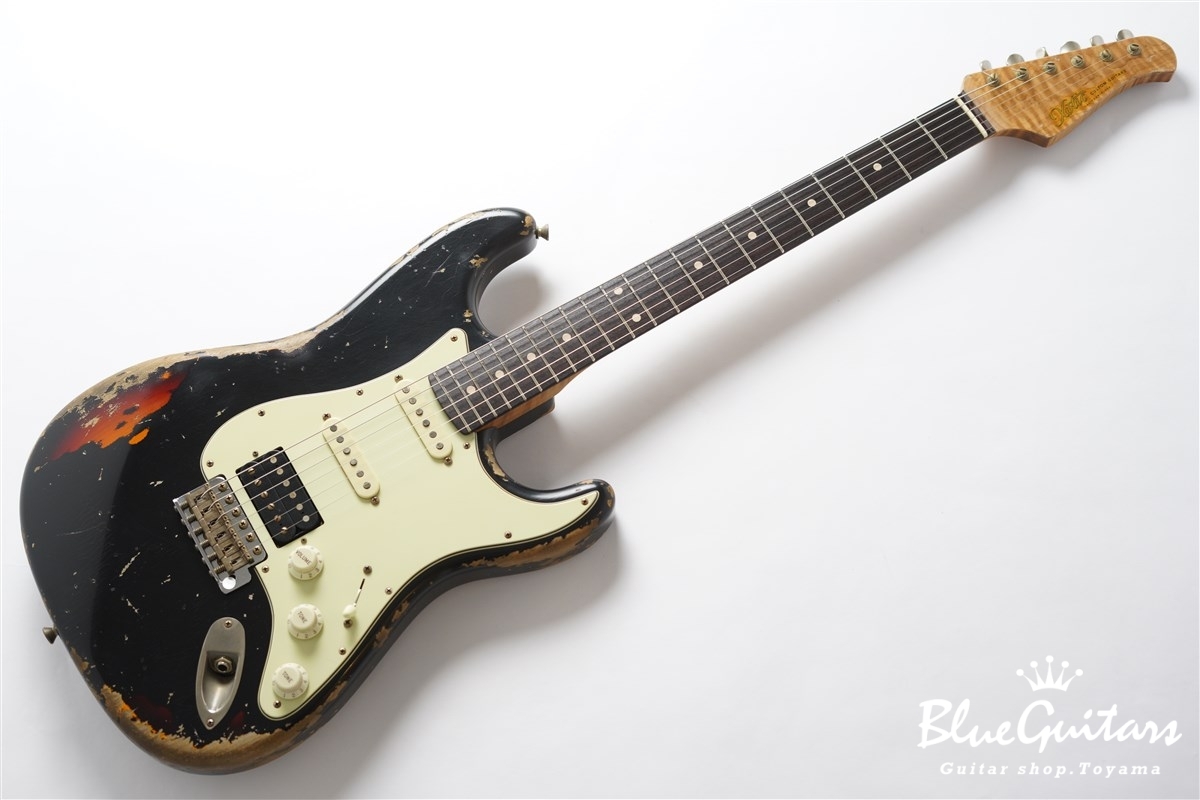 XSC-2 Black over 3 Tone Burst Heavy Aged / Alder / 5A Roasted Flame Maple #3905