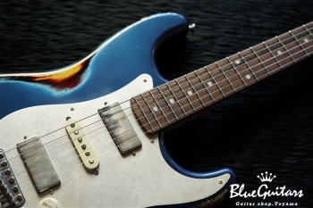 Model S. #044 Multi Layer/Heavy Aged - Dark Lake Placid Blue over 3Tone Sunburst with Silver
