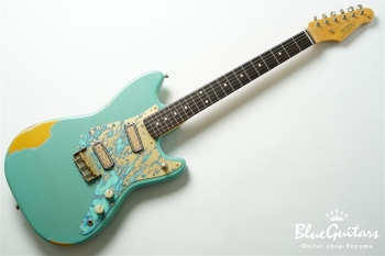 IRIS #158 Multi Layer Medium Aged - Huntington Blue Metallic with Art Texture Brass