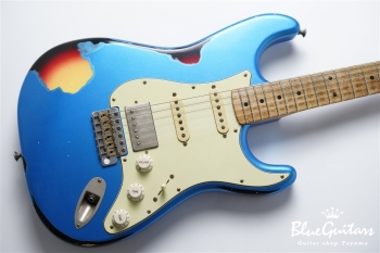 XSC-AH - Lake Placid Blue over 3TB Super Heavy Aged / Roasted Flame Maple 1p Flat Sawn 4A+ #3660