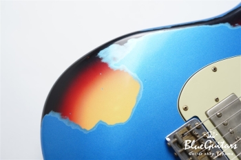 XSC-AH - Lake Placid Blue over 3TB Super Heavy Aged / Roasted Flame Maple 1p Flat Sawn 4A+ #3660