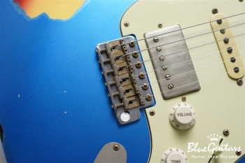 XSC-AH - Lake Placid Blue over 3TB Super Heavy Aged / Roasted Flame Maple 1p Flat Sawn 4A+ #3660