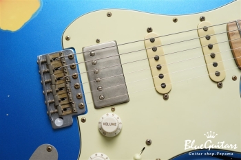 XSC-AH - Lake Placid Blue over 3TB Super Heavy Aged / Roasted Flame Maple 1p Flat Sawn 4A+ #3660