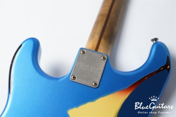 XSC-AH - Lake Placid Blue over 3TB Super Heavy Aged / Roasted Flame Maple 1p Flat Sawn 4A+ #3660