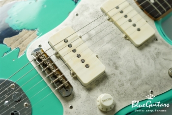 Model JM. #192 Multi Layer Heavy Aged - Willow Green over Charcoal Frost Metallic with Antique Silver