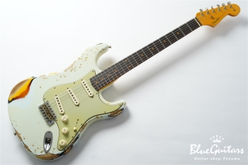 1961 Stratocaster Heavy Relic - Super Faded Aged Sonic Blue over 3-Tone Sunburst