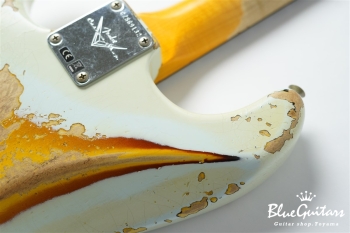 1961 Stratocaster Heavy Relic - Super Faded Aged Sonic Blue over 3-Tone Sunburst