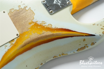 1961 Stratocaster Heavy Relic - Super Faded Aged Sonic Blue over 3-Tone Sunburst