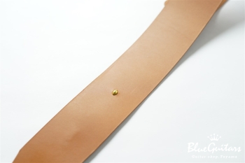 Plain Leather Wide - Camel & Oval Studs / Gold