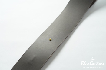 Plain Leather Wide - Dark Brown & Round Studs / Gold