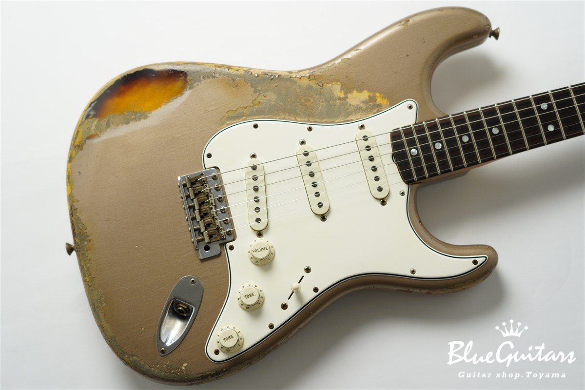 MBS 1963 Stratocaster Heavy Relic by Carlos Lopez - Shoreline Gold over 2-Color Sunburst