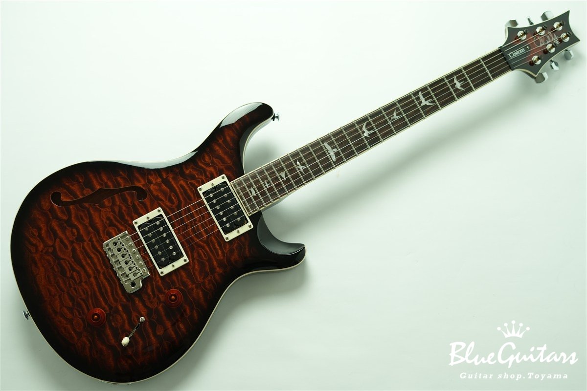 SE Custom 22 Semi-Hollow Quilt Maple Top - Black Gold Sunburst