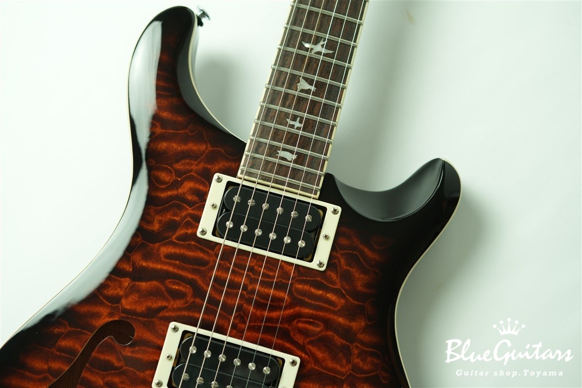 SE Custom 22 Semi-Hollow Quilt Maple Top - Black Gold Sunburst