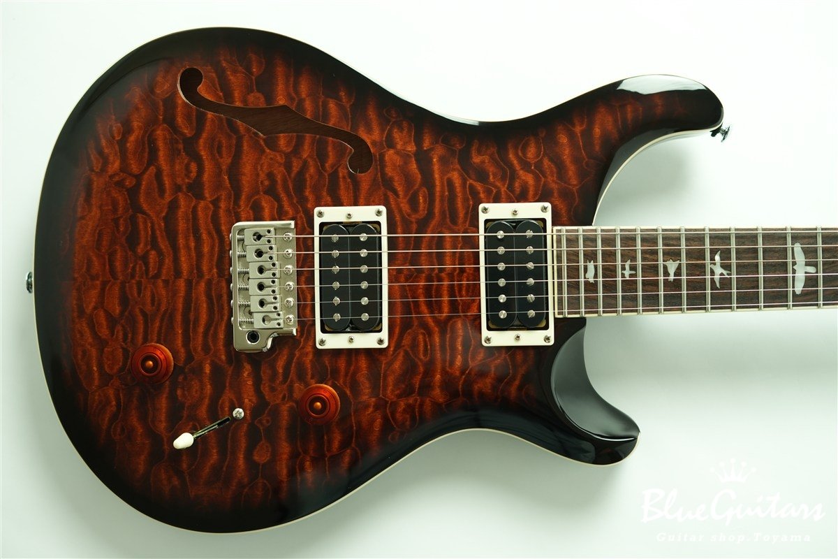SE Custom 22 Semi-Hollow Quilt Maple Top - Black Gold Sunburst