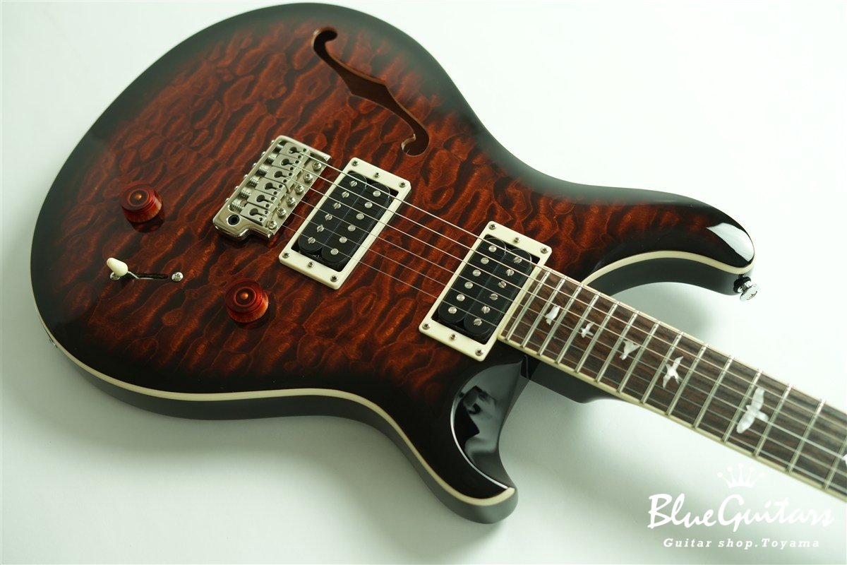 SE Custom 22 Semi-Hollow Quilt Maple Top - Black Gold Sunburst