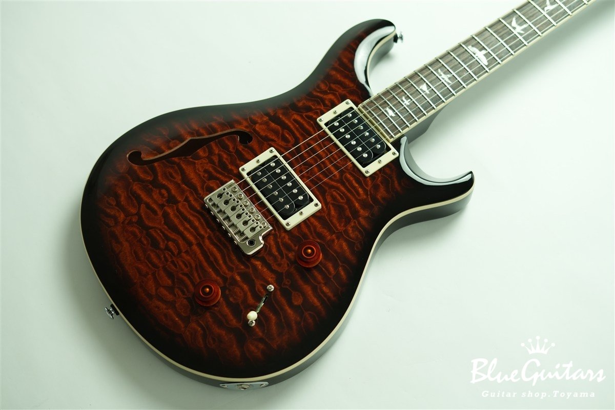 SE Custom 22 Semi-Hollow Quilt Maple Top - Black Gold Sunburst