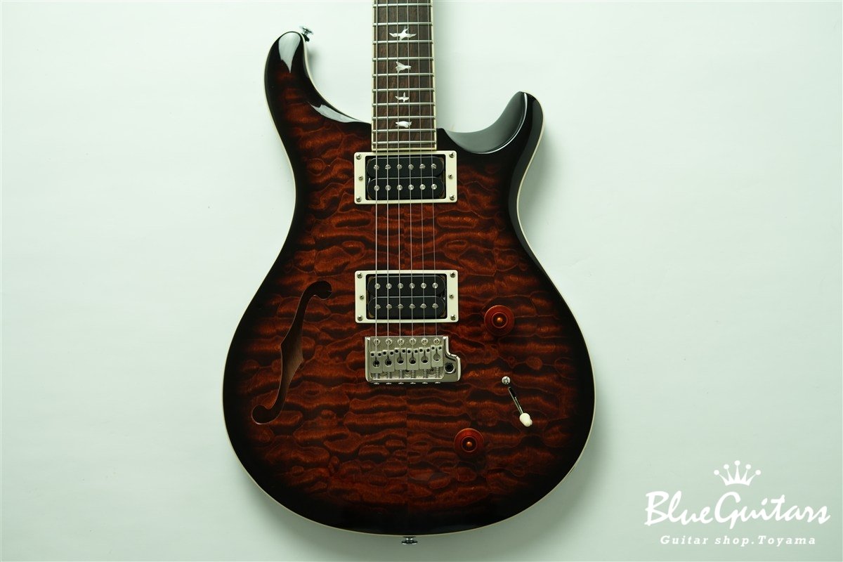 SE Custom 22 Semi-Hollow Quilt Maple Top - Black Gold Sunburst