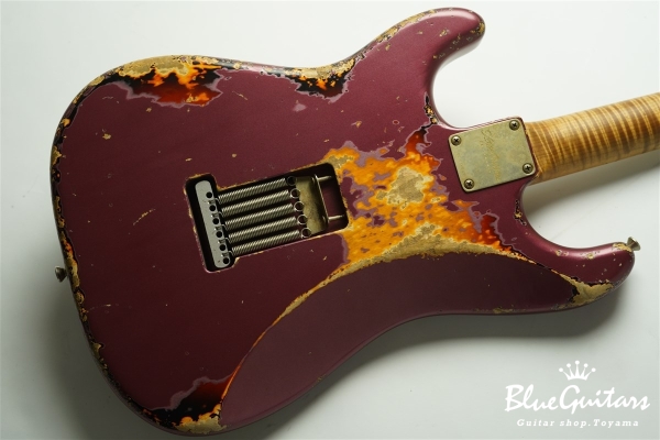 XSC-4 - Burgundy Mist over 3 Tone Burst Heavy Aged / Ash / Roasted Flame Maple 5A Fingerboard / Roasted Flame Maple 5A Neck #3102