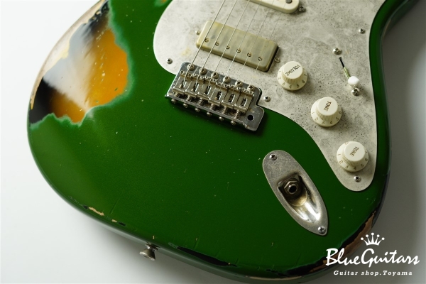 Model S. #169 Multi Layer/Medium Aged - Medium Green Glow Metallic over 2TS with Antique Silver