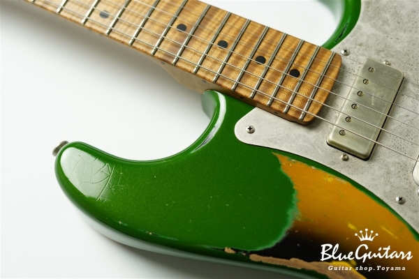Model S. #169 Multi Layer/Medium Aged - Medium Green Glow Metallic over 2TS with Antique Silver