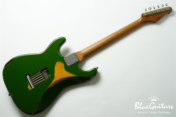 Model S. #169 Multi Layer/Medium Aged - Medium Green Glow Metallic over 2TS with Antique Silver