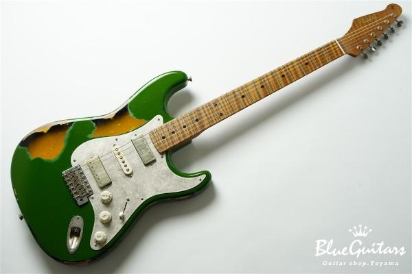 Model S. #169 Multi Layer/Medium Aged - Medium Green Glow Metallic over 2TS with Antique Silver