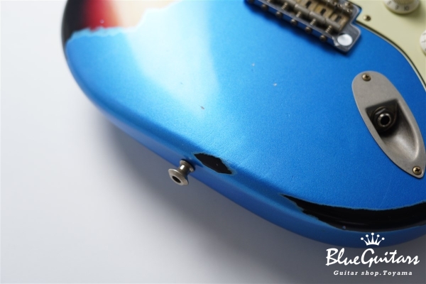 XSC-AH - Lake Placid Blue over 3TB Super Heavy Aged / Roasted Flame Maple 1p Flat Sawn 4A+ #3660