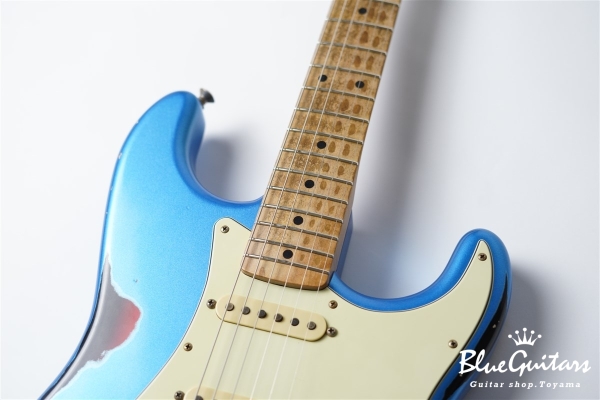 XSC-AH - Lake Placid Blue over 3TB Super Heavy Aged / Roasted Flame Maple 1p Flat Sawn 4A+ #3660