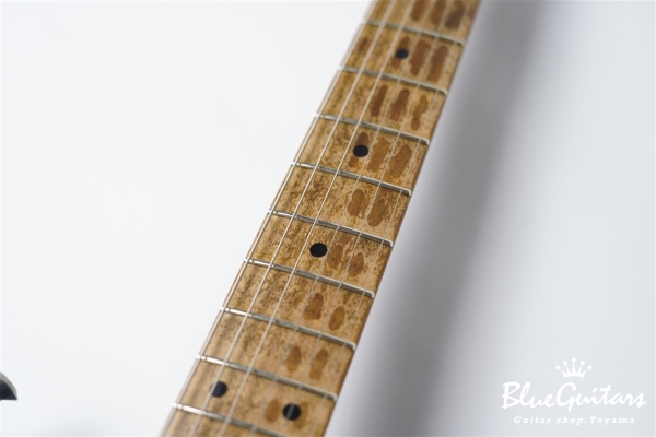 XSC-AH - Lake Placid Blue over 3TB Super Heavy Aged / Roasted Flame Maple 1p Flat Sawn 4A+ #3660