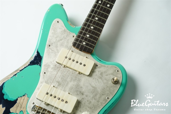 Model JM. #192 Multi Layer Heavy Aged - Willow Green over Charcoal Frost Metallic with Antique Silver