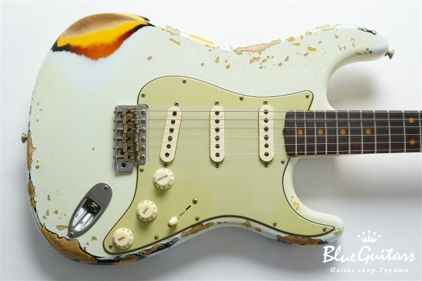 1961 Stratocaster Heavy Relic - Super Faded Aged Sonic Blue over 3-Tone Sunburst