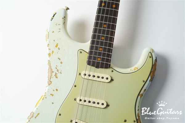 1961 Stratocaster Heavy Relic - Super Faded Aged Sonic Blue over 3-Tone Sunburst