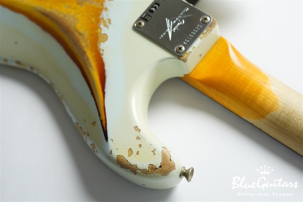 1961 Stratocaster Heavy Relic - Super Faded Aged Sonic Blue over 3-Tone Sunburst