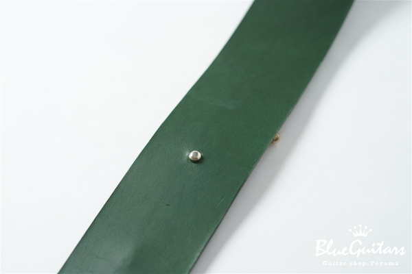 Plain Leather Wide - Green & Round Studs / Silver