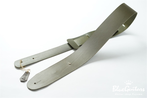 Plain Leather Wide - Olive & Oval Studs / Silver