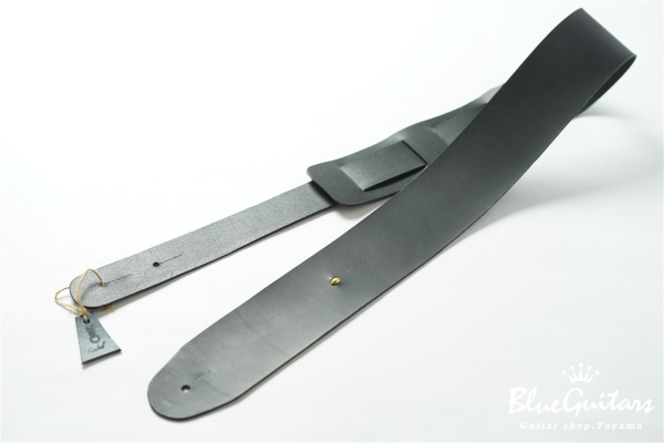 Plain Leather Wide - Black & Oval Studs / Gold