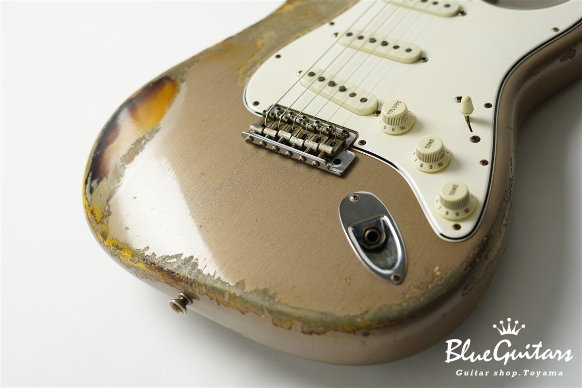 MBS 1963 Stratocaster Heavy Relic by Carlos Lopez - Shoreline Gold over 2-Color Sunburst