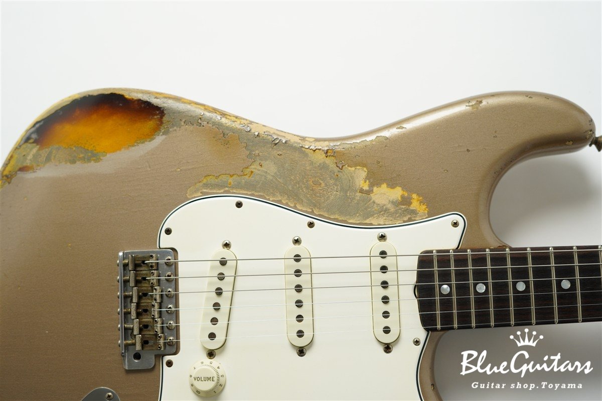 MBS 1963 Stratocaster Heavy Relic by Carlos Lopez - Shoreline Gold over 2-Color Sunburst