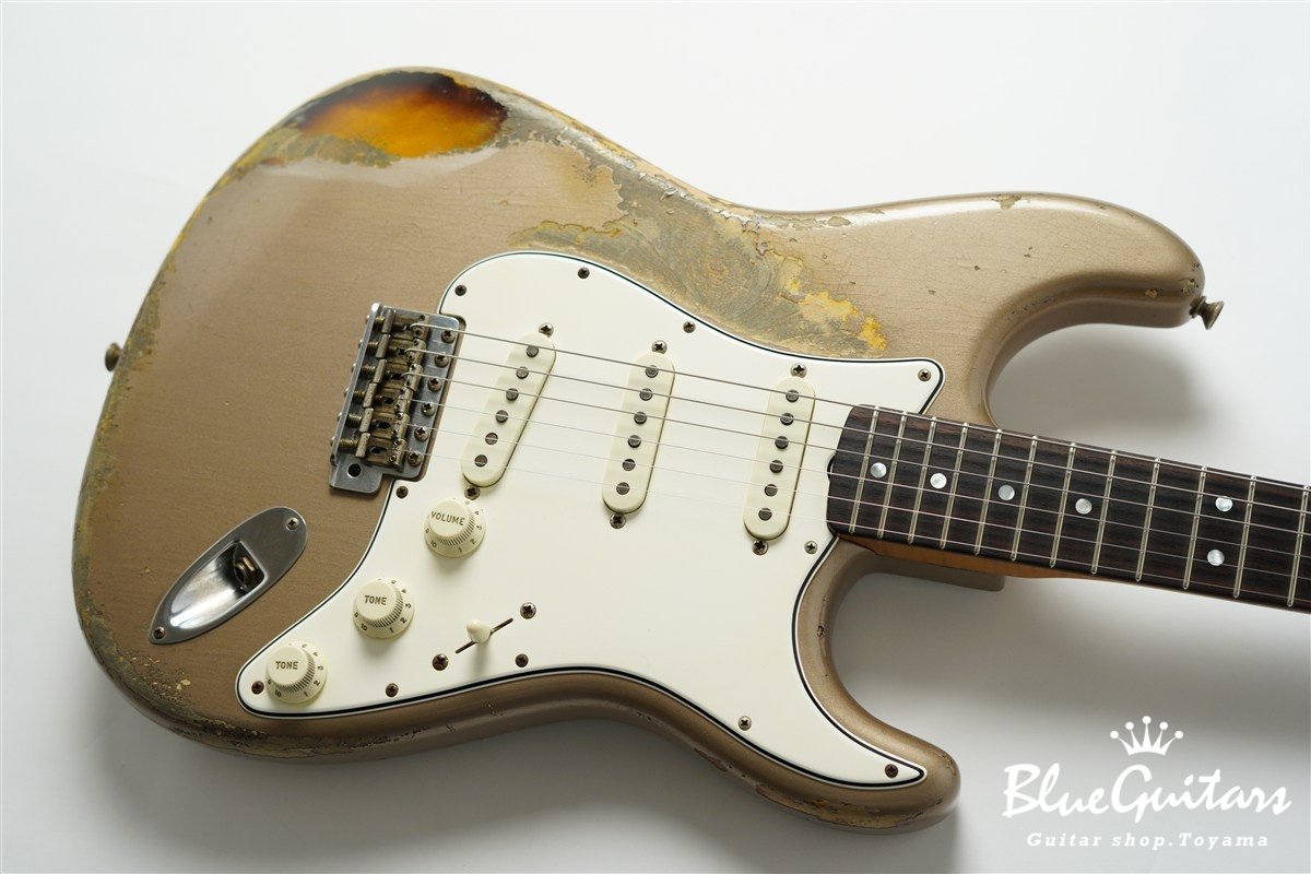 MBS 1963 Stratocaster Heavy Relic by Carlos Lopez - Shoreline Gold over 2-Color Sunburst