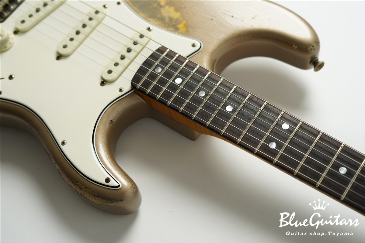 MBS 1963 Stratocaster Heavy Relic by Carlos Lopez - Shoreline Gold over 2-Color Sunburst