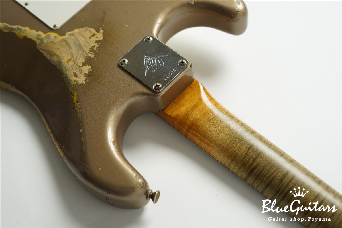 MBS 1963 Stratocaster Heavy Relic by Carlos Lopez - Shoreline Gold over 2-Color Sunburst