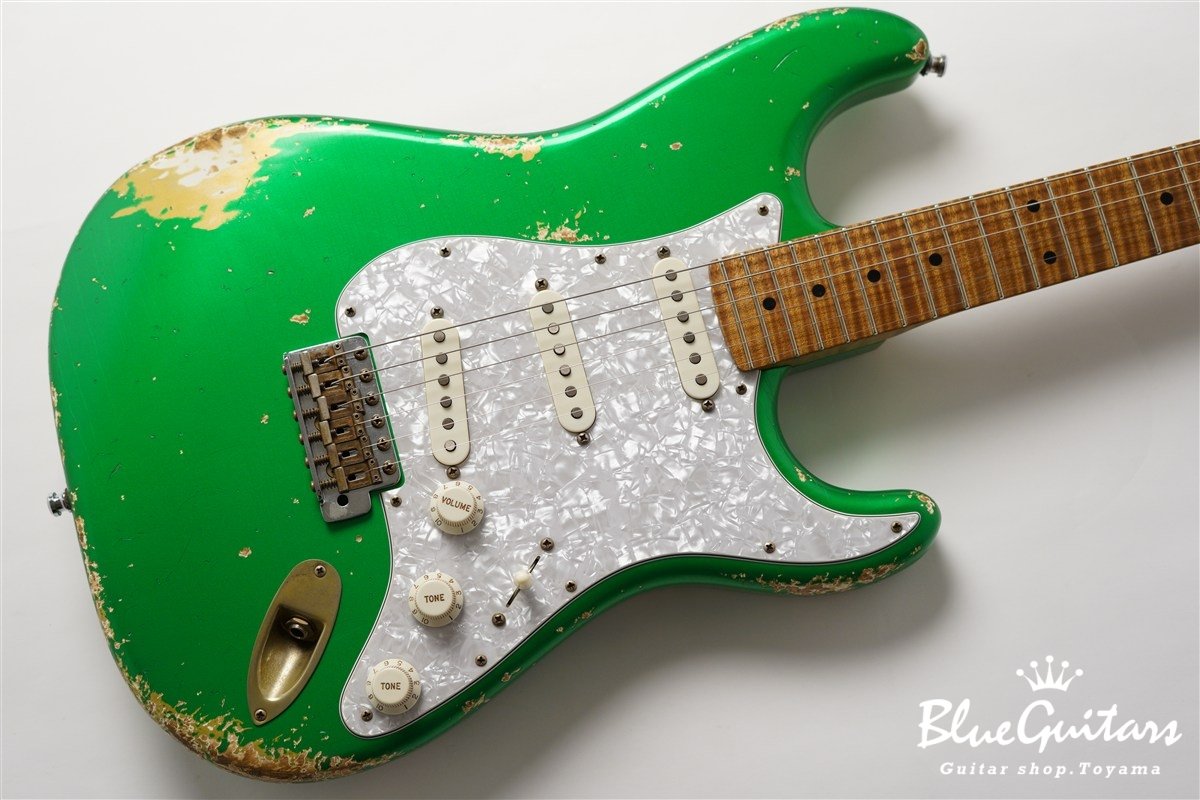 XSC-1 Candy Apple Green Heavy Aged / Ash Body / 5A Roasted Flame Maple Neck