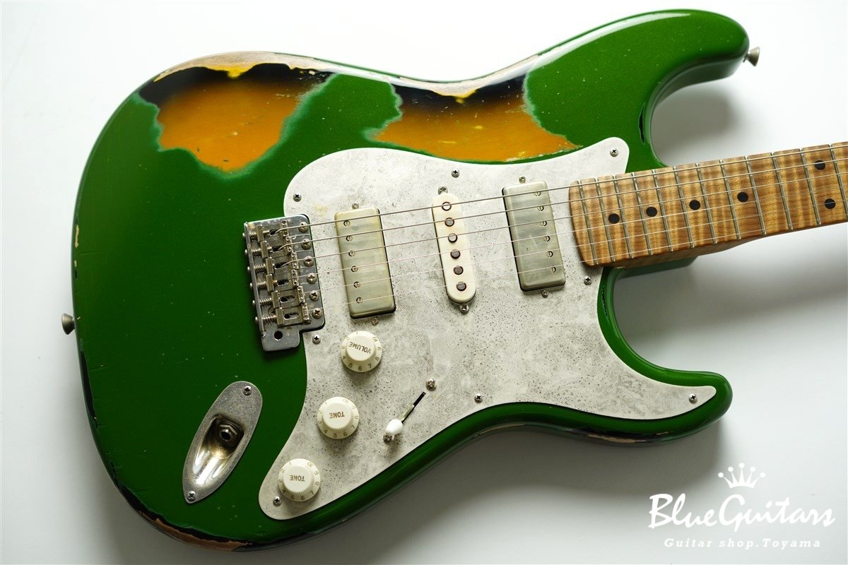 Model S. #169 Multi Layer/Medium Aged - Medium Green Glow Metallic over 2TS with Antique Silver