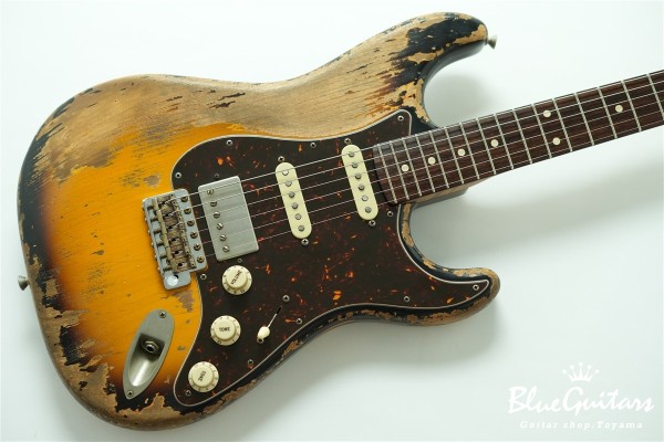 XSC-2 - 2 Tone Burst Super Heavy Aged / Alder / Roasted Flame Maple