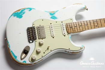 XSC-2 - Olympic White over Seafoam Green / Heavy Aged / Alder / 5A Grade Flame Maple Neck