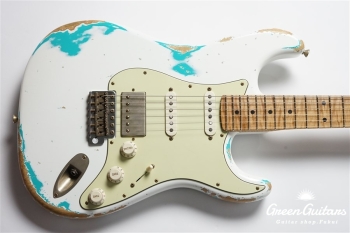 XSC-2 - Olympic White over Seafoam Green / Heavy Aged / Alder / 5A Grade Flame Maple Neck