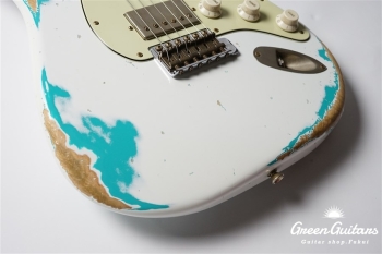 XSC-2 - Olympic White over Seafoam Green / Heavy Aged / Alder / 5A Grade Flame Maple Neck