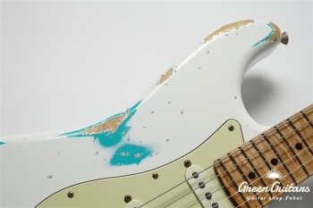 XSC-2 - Olympic White over Seafoam Green / Heavy Aged / Alder / 5A Grade Flame Maple Neck