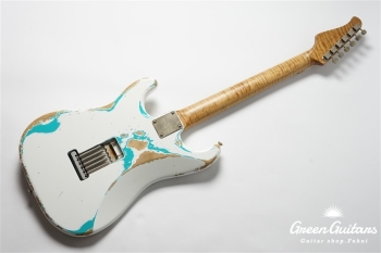 XSC-2 - Olympic White over Seafoam Green / Heavy Aged / Alder / 5A Grade Flame Maple Neck