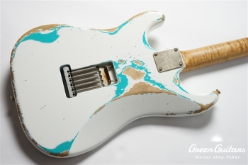 XSC-2 - Olympic White over Seafoam Green / Heavy Aged / Alder / 5A Grade Flame Maple Neck